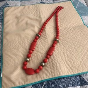 Talbots long orange and gold necklace